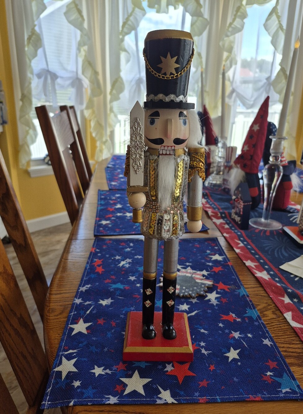 Sequin Nutcracker Figurine - Navy & Gold